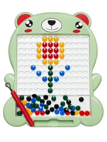 Image of Magnetic Drawing Board for Kids with 80 Beads & Pen | Big Size Educational Doodle Board | Preschool Learning & Fine Motor Skills Toy for Toddlers (Green)