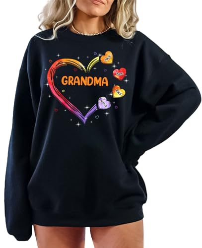 Personalized Grandma Shirt, Grandma Heart Sweatshirt, Grandkids Name Shirt, Christmas Birthday for Nana Mimi Mom Mama