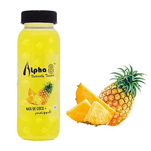 Image of ALPHA 8 FRUIT Juice with NATA De Coco Coconut Cubes Natural Energizer & Immunity Booster, Healthy Juice, High Fiber, Real Natural Taste(Pineapple Juice, Pack of 24)