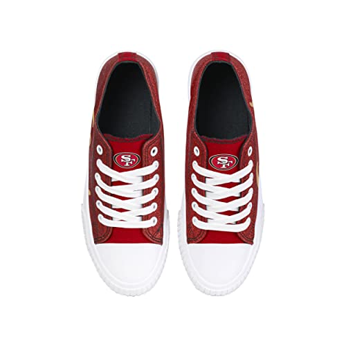 Image of FOCO Womens NFL Team Logo Ladies Fashion Color Glitter Low Top Canvas Sneakers Shoes
