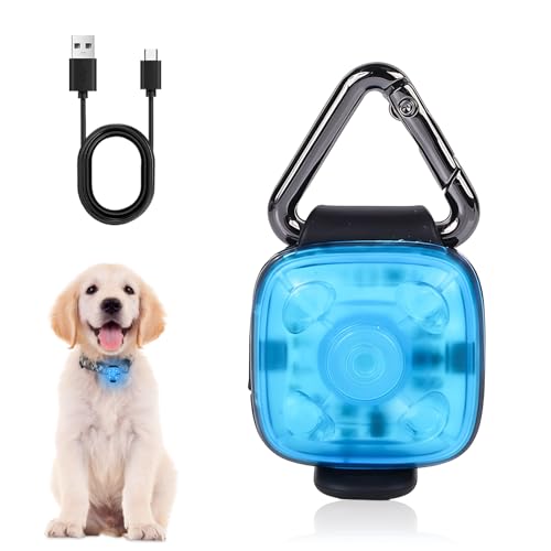 AMFUN Collier Lumineux Chien, Pendentif Lumineux LED Nuit Imperméable, USB et Type-C Rechargeable, Lampe LED Rechargeable à Clipser pour Collier de Chien...