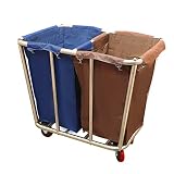 Dry and Wet Sorting Linen Cart, Heavy-Duty Commercial Utility Service Trolley with Removable Bags &