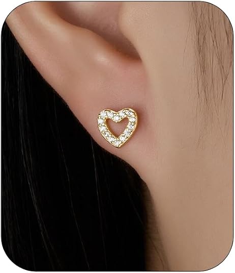 ZLP Gold Plated Cartilage dainty Earrings for Women, Small Hypoallergenic Earrings for Women Cubic Zirconia Earring Studs Flat Back Earrings Helix Piercing Jewelry