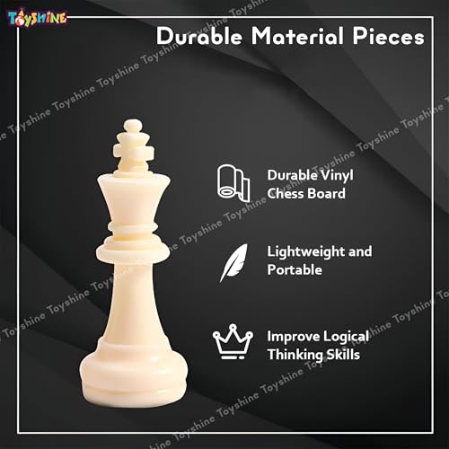 Image of Toyshine 17 inch X 17 inch Tournament Chess Set with Plastic Chessmen and Green Roll-Up Vinyl Mat (SSTP)
