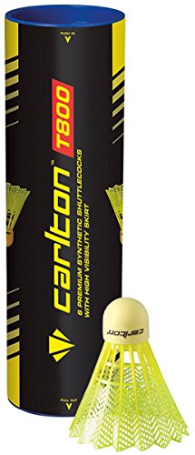 Image of Carlton T800 Yellow Synthetic Shuttlecocks Medium Tube Of 6