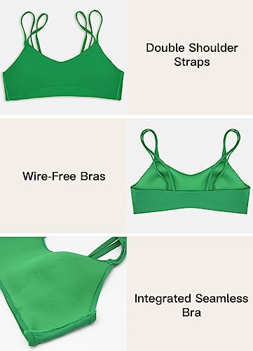Meivso Women's Seamless Sports Bra Longline Spaghetti Straps Wirefree Workout Yoga Bra Green S #TOP3