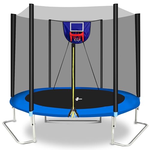 Outdoor Trampoline with LED Lights Speaker & Safety Enclosure