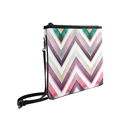 Retro Geometric Pattern Zig Zag Lines Pattern Custom High-Grade Nylon Slim Clutch Bag Cross-Body Bag Shoulder Bag #TOP2