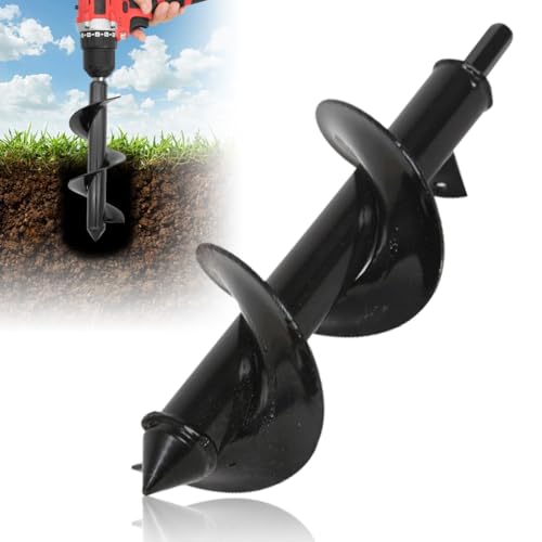 Tutamaz Tarière de jardin 10 x 30 cm pour perceuses, foret de plantation en acier inoxydable, outil de creusement pour parterres de fleurs et trous de plantation, foret hélicoïdal avec emmanchement