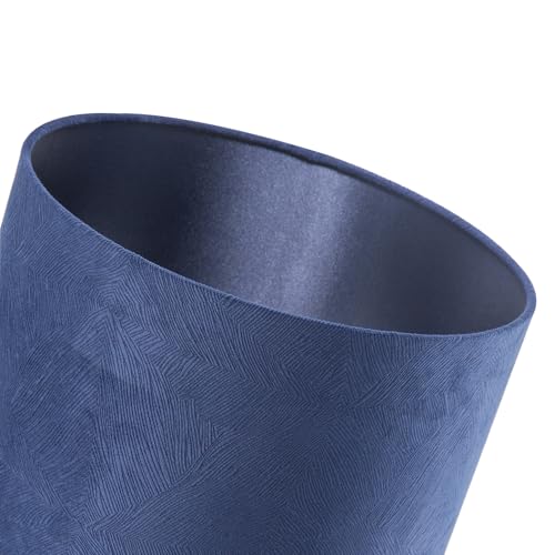 Chic Contemporary Thin Lined Midnight Blue Velvet Fabric Round Lamp Shade | 30cm x 20cm | Inner Navy Blue Satin Lining by Happy Homewares - Image 5