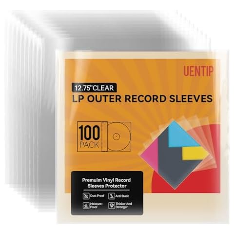 100-Pack Gatefold Vinyl Outer Sleeves-12.75" Record Sleeves Outer-Clear Professional Vinyl Record Storage Protector for Single & Double LP Album Covers (Outer Sleeves) Cover