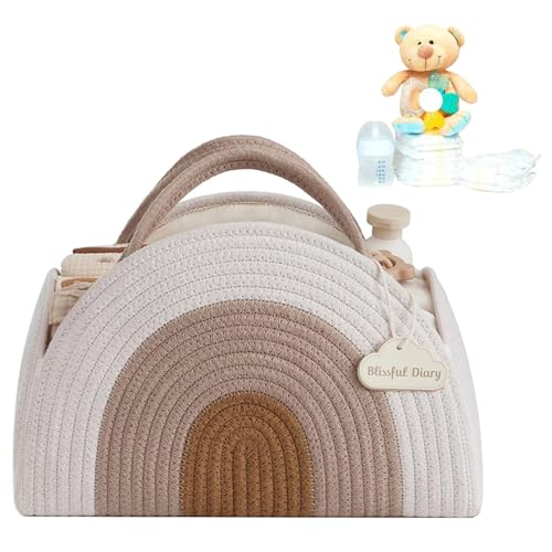 Sightday Wickeltasche Organizer, Tragbarer Diaper Caddy, Windelkorb Mit Fächern & Griffen, Hält Windeln, Tücher, Kleidung und Spielzeug (Khaki)