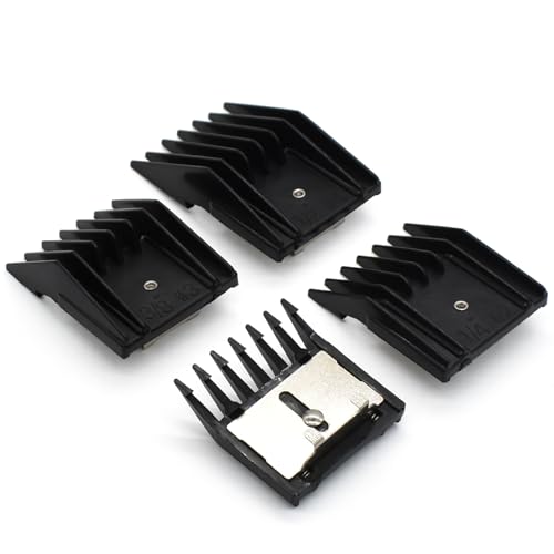 Professional A5 Animal Clipper Attachment Guard Guide Combs Set 1/8 1/4 3/8 1/2 Compatible with Andis AG BG Oster Classic 76 Golden A5 Wahl KM Series Pet Groomer Horse Clipper Models (Black)