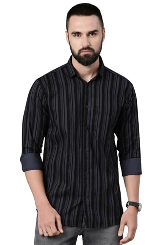 Majestic Man Men's Standard Slim Fit Striped Pure Cotton Casual S...