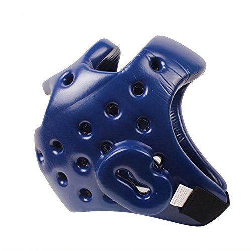 Generic Taekwondo Helmet Boxing Head Gear Sanda Muay Thai Kick Boxing -blue-L