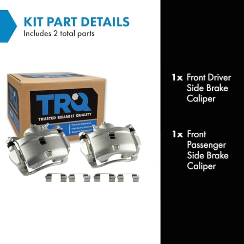 Image of TRQ Front Brake Caliper Set Zinc Coated Brackets Compatible with 2002-2004 Honda CR-V 2003-2011 Honda Element