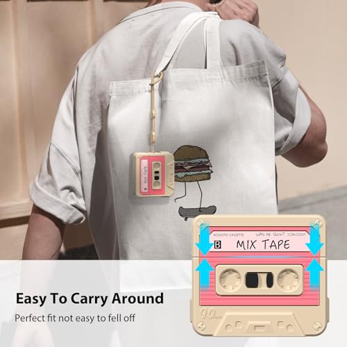 Image of KOREDA Compatible with AirPods 4 Case Cover, Funny Cassette Tape Design Case for Airpods 4th Generation 2024, Cute Cartoon Fashion Silicone Protective Case for Women Men (Cinnamon Powder)