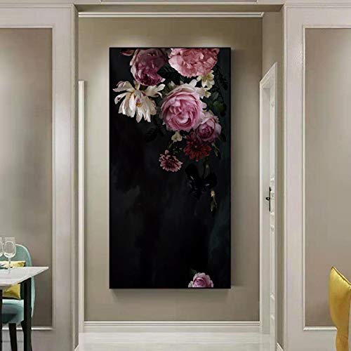 Fleur Murale Canapé Chambre Fond KEBIA Peinture Murale Toile 40x80cm