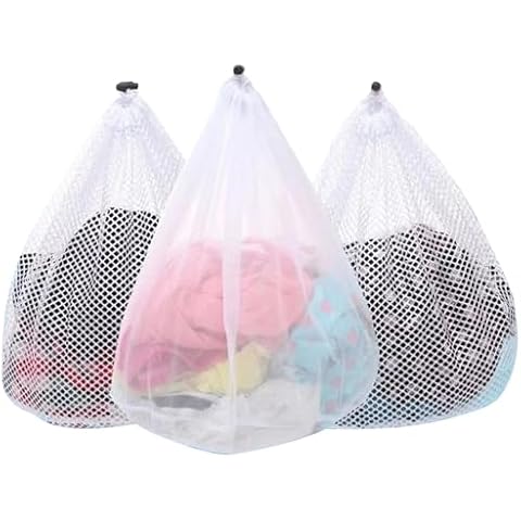 3Pcs Mesh Laundry Bags Washing Machine Mesh Wash Bags Jumbo for Delicates Clothes,Bed Linen,Toys with Drawstring Closure Sturdy(3 XXLarge 28 x 26 Inches) Cover