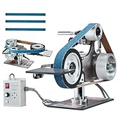 VEVOR Belt Grinder Sander, 30 x 1-Inch Variable Speed Belt Polisher with VFD, 550W Polishing Grinding Machine with 2 Grinding Moulds & 3PCS Sanding Belts for Metalworking, Knife Making