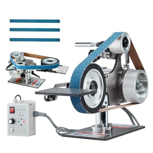 VEVOR Belt Grinder Sander, 30 x 1-Inch Variable Speed Belt Polisher with VFD, 550W Polishing Grinding Machine with 2 Grinding Moulds & 3PCS Sanding Belts for Metalworking, Knife Making