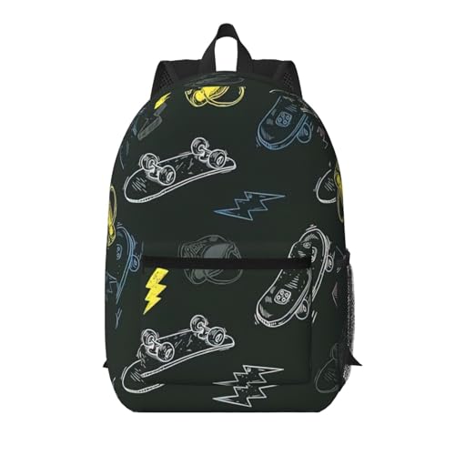 Sac à dos graffiti pour voyage et quotidien noir et blanc de 43,2 cm
