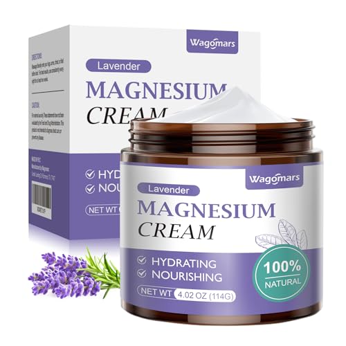 Wagomars Magnesium Cream - Natural Magnesium Lotion - Body Butter with Shea Butter & Coconut Oil - Fast-Absorbing, Lightweight - Deep Hydration for All Skin Types - Suitable for Kids (Lavender)