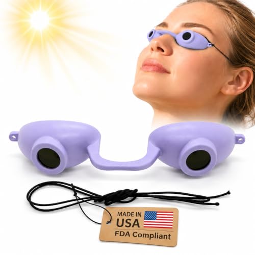Super Sunnies Flexible UV Eye Tanning Bed Goggles w/Strap - Lavender