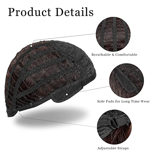 Image of LABEAUTE Mens Short Dark Brown Cosplay Wig Male Unisex Fluffy Heat Resistant Wig Hair for Party and Halloween for Gift + Free Cap