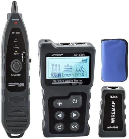 NOYAFA NF-8209 Network Cable Tester, Ethernet Cable Wire Tester with POE & NCV for CAT5/CAT6 Wire Tracer, Length Test, RJ45 Network Tester Kit for Cable Tracer Telephone Line Finder Home Repair
