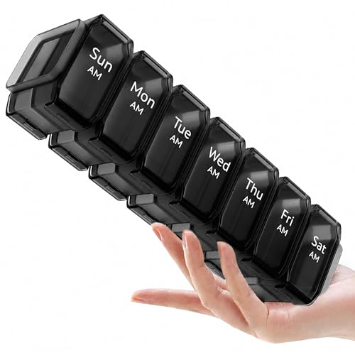 Image of Extra Large Pill Organizer 2 Times a Day - XL Pill Box 7 Day with Big AM /PM Compartments - Fits Large Vitamins, Supplements & Gummies, for 7 or 14-Day Use, Color-Coded, Senior-Friendly, No Spills