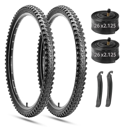 Hycline �}�E���e���o�C�N�^�C�� 2�{�Z�b�g 20/24/26x1.95-2.125�C���` ���]�� �N�����`���[�^�C�� �`���[�u AV �Ď��o���u 32mm �܂肽���ݎ� �����p Mountain Bike Tire �S�n�`�Ή� �^�C�����o�[�t�� 2