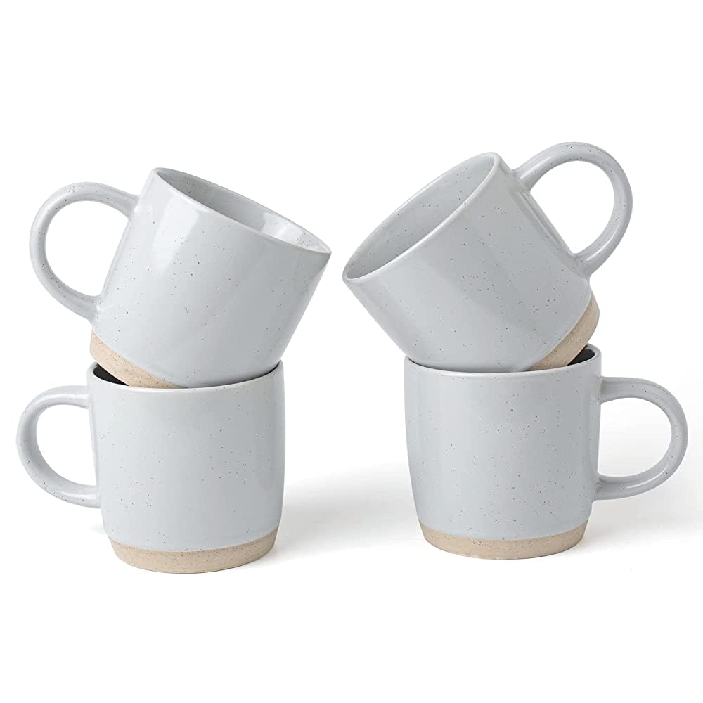 Richmount Milkyway Coffee Mugs Set of 4, 12oz/340ml Stoneware Tea Cups with Large Handle for Latte/Cappuccino/Milk/Cocoa/Tea, Microwave & Dishwasher Safe, Light Gray — image 1