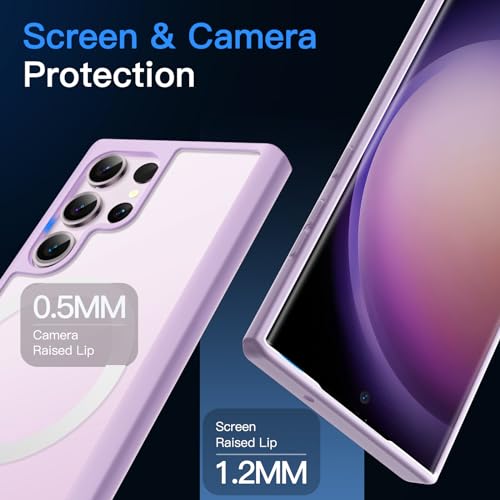 Image of JETech Magnetic Case for Samsung Galaxy S23 Ultra, Lilac | Cover Compatible with MagSafe, Translucent Matte Back, Shockproof Protection