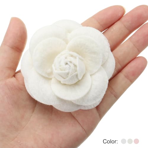 Image of PATIKIL Camellia Fabric Pin, Flower Brooch Artificial Flowers Brooches for Women Girls Cloth Wedding Party Decor Accessories Jewelry Gift