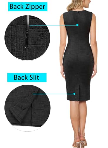Image of VFSHOW Womens Front Zipper Work Business Office Slim Bodycon Church Dress