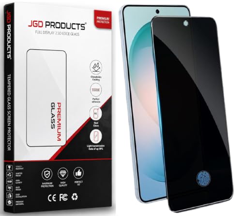 Image of JGD PRODUCTS 100% Fingerprint Unlock Support Privacy Tempered Glass for Samsung Galaxy S26 5G Anti-Spy, Anti-Glare Screen Protector, Full Coverage, 9H Hardness With Installation Kit