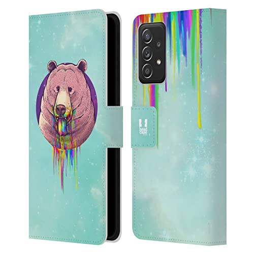 Étui Portefeuille Galaxy A52 Ours Arc-en-Ciel en Cuir Head Case Designs