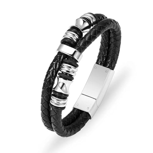 Bracelet d'urne commémorative en cuir tressé noir pour garder les cendres tout près