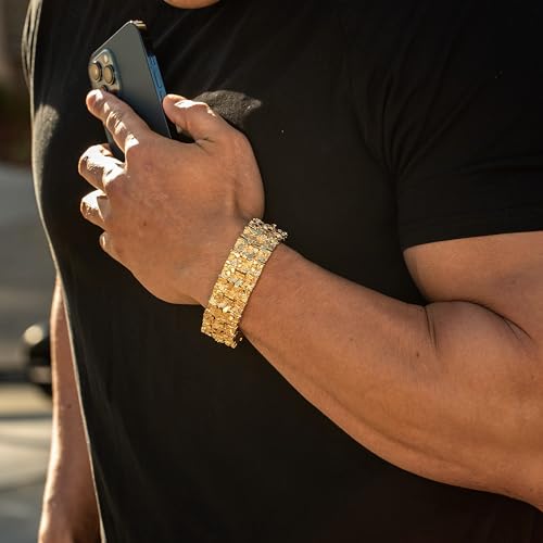LIFETIME JEWELRY 23mm Rugged Nugget Link Bracelet for Men and Women 24k Gold Plated2
