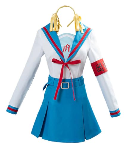 Luoweiming Anime Cosplay Suzumiya Haruhi Cosplay Costume Women Girls Jk Uniform Dress Halloween (Blue, M)