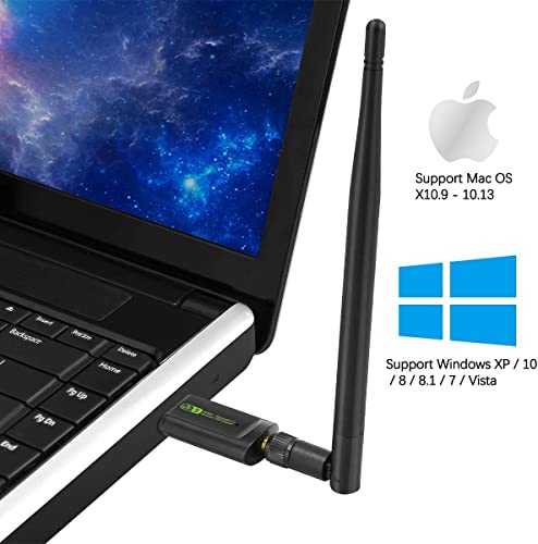 Image of VNJ WiFi USB Bluetooth Adapter with Antenna, 600Mbps Dual Band 2.4 /5Ghz, 2 in 1 WiFi Bluetooth4.2 Adapter Wireless Network External Receiver, Network Dongle for PC /Laptop /Desktop