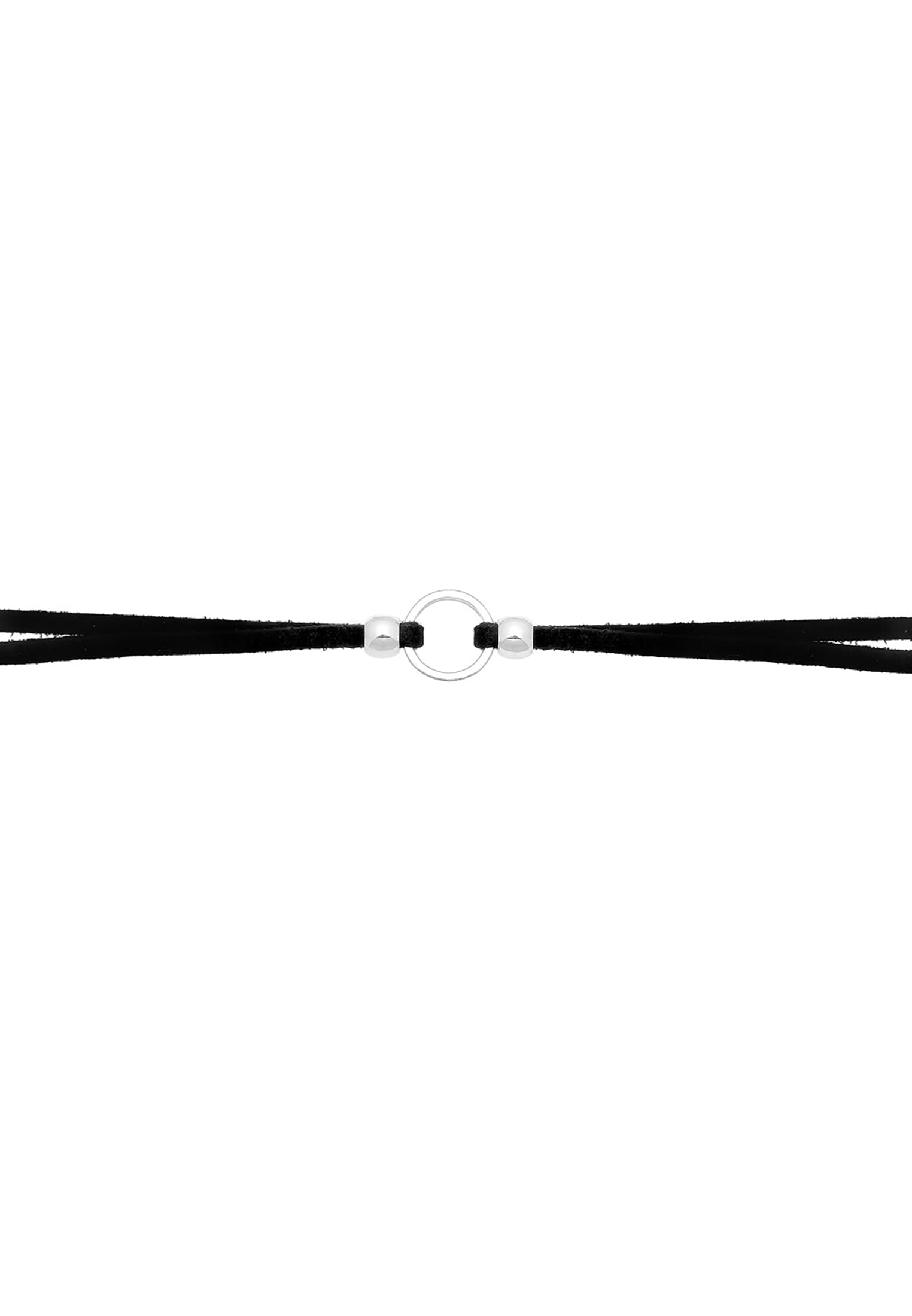 Elli Halskette Damen Choker Trend Kreis mit Veloursleder Schwarz in 925 Sterling Silber