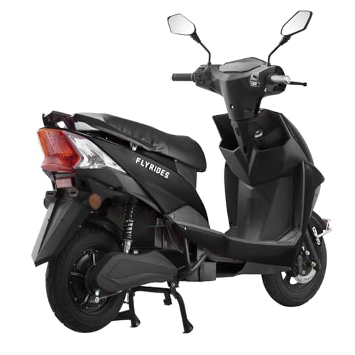 Image of FlyRides Electric Scooter (LS) - High-Performance Eco-Friendly Commuter Scooter - Equipped with LED Headlights & Tail Lights - Sleek Black Design - Ideal for City & Urban Travel (Black)