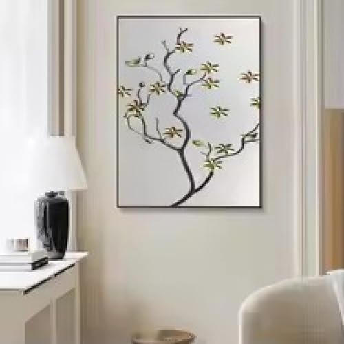 Toile classique de branches chinoises de qualite superieure monte sur chassis en bois - 2