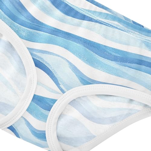 ZZKKO Watercolor Blue Sea Wave Girls Underwear Toddler Panties for Girls Comfort Brief Size 2-8T3