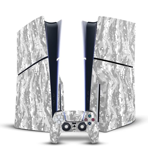 Skin PS5 Slim Disc gris camo et stick manette par Head Case Designs