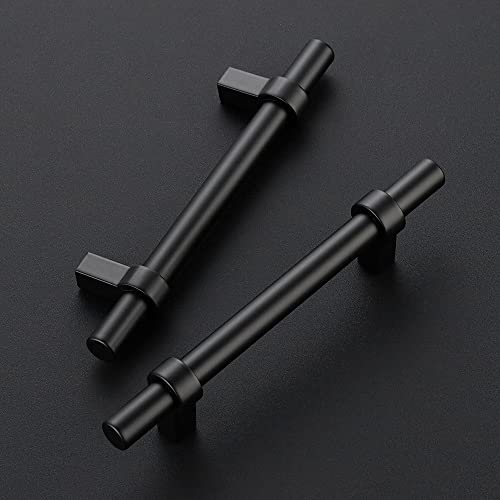Image of Ravinte 15 Pack 6-3 /8 Inch Cabinet Pulls Matte Black Kitchen Cabinet Hardware Cupboard Handles with Square Base 6-3 /8 inch Length,4 inch Hole Center