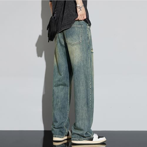 Mens Baggy Ripped Jeans Mid Rise Loose Fit Y2k Hip Hop Jeans Straight Wide Leg Distressed Skateboard Denim Pants2