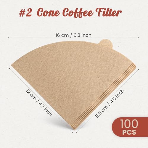 Image of 100Pcs Coffee Filters #2, Disposable Unbleached V60 Coffee Filter 2-4 Cup